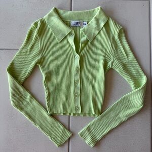 Tiger Mist Light Green Cropped Sweater Top